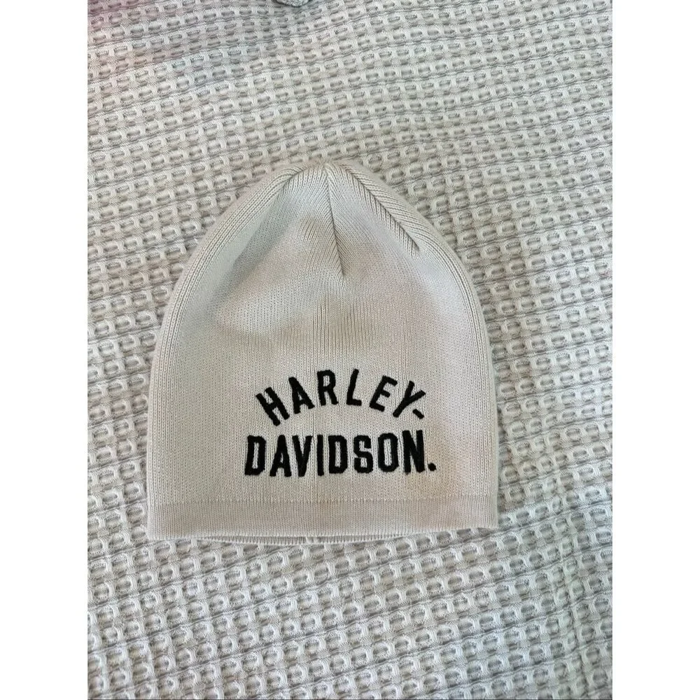 Harley Davidson Kids Gray Embroidered Logo Knitted Beanie Hat Size 2-4T